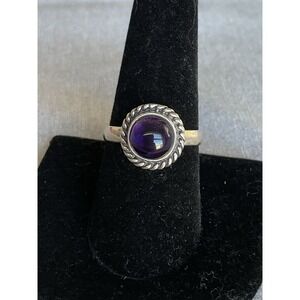 Vintage 925 Sterling Silver Ring Size 8.75 Purple Stone Estate Jewelry